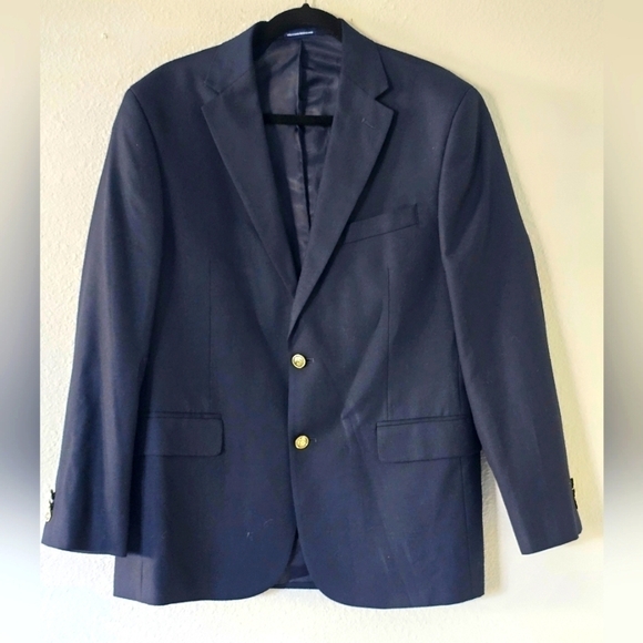 Stafford Essential Blazer Sports Coat Mens 40R Blue  Regular Fit Career - Picture 2 of 13